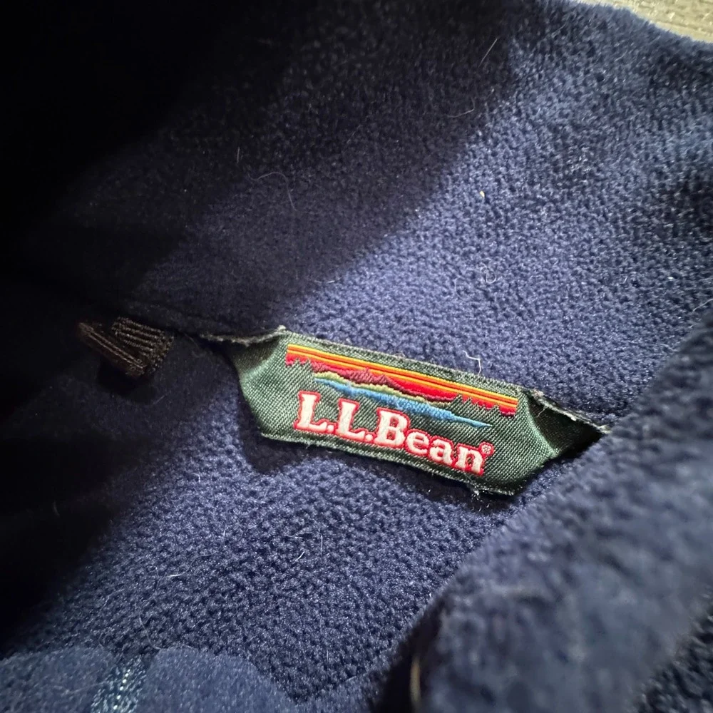 Vintage‎ LL Bean Jacket Mens Large Blue Fleece 1/4 Zip Polartec Outdoor Sweater